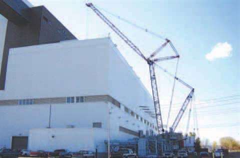 Weighing approximately 80 tons (73 tonnes) each and at 40 feet (12 m) long and six feet (1.8 m) in d