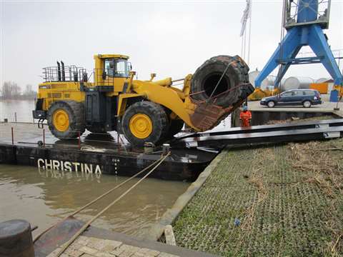 Due to the size of the machine, it was transported by a combination of ferry, barge and low loaders
