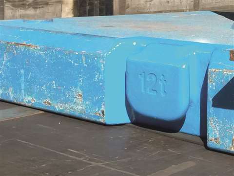 The same counter weight slab after Rusch repaired the broken lifting point