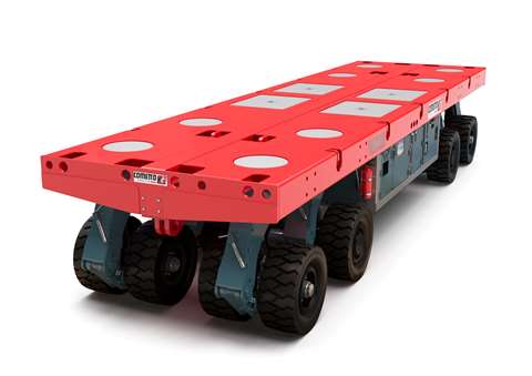 Computer drawing of how the four axle Cometto Eco1000 trailer with built-in power pack will look in red