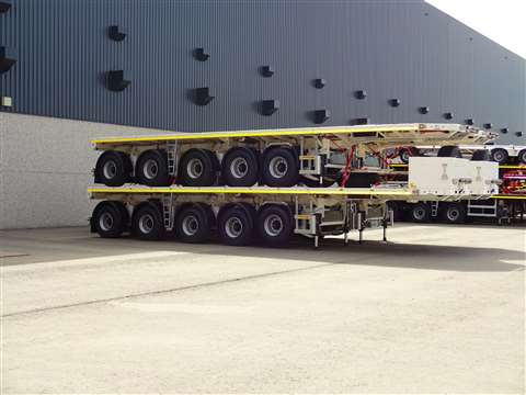 Trailers stacked on top of each other ready for collection